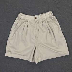 Vintage Columbia Shorts FITS Womens 26 Beige Pleated High Rise Hiking Retro